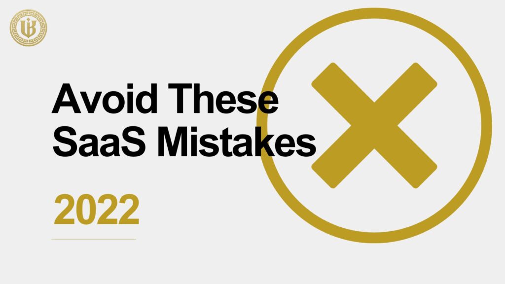 Modern presentation slide with "Common SaaS Growth Mistakes" text. Features a large purple icon of an angry face with a lightning bolt, symbolizing error or failure.