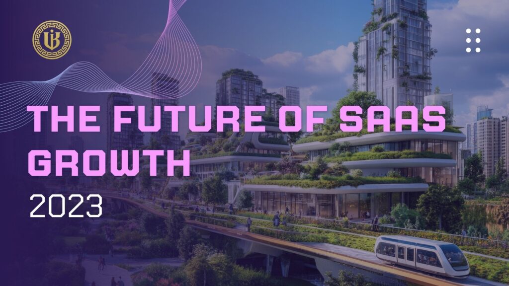 Modern presentation slide with "SaaS Growth Trends 2023: What’s Actually Working This Year" text. Features the "Underboss Media" logo and name, and a purple geometric design element.