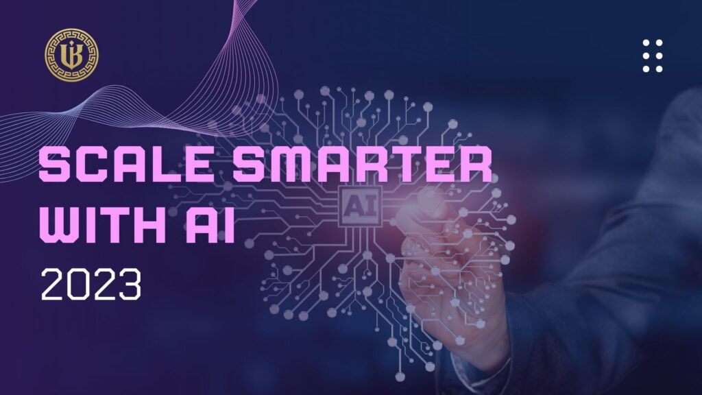 Modern presentation slide with "The AI Stack Every SaaS Founder Should Be Using in 2023" text. Features the "Underboss Media" logo and name, and a purple geometric design element.