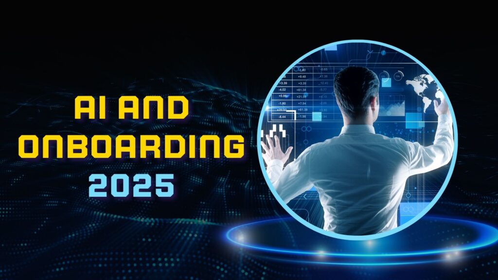 Dark, abstract graphic with "AI and Onboarding 2025" text. Features a central pink and purple, multi-faceted geometric icon, suggesting complex automation and optimized user journeys.